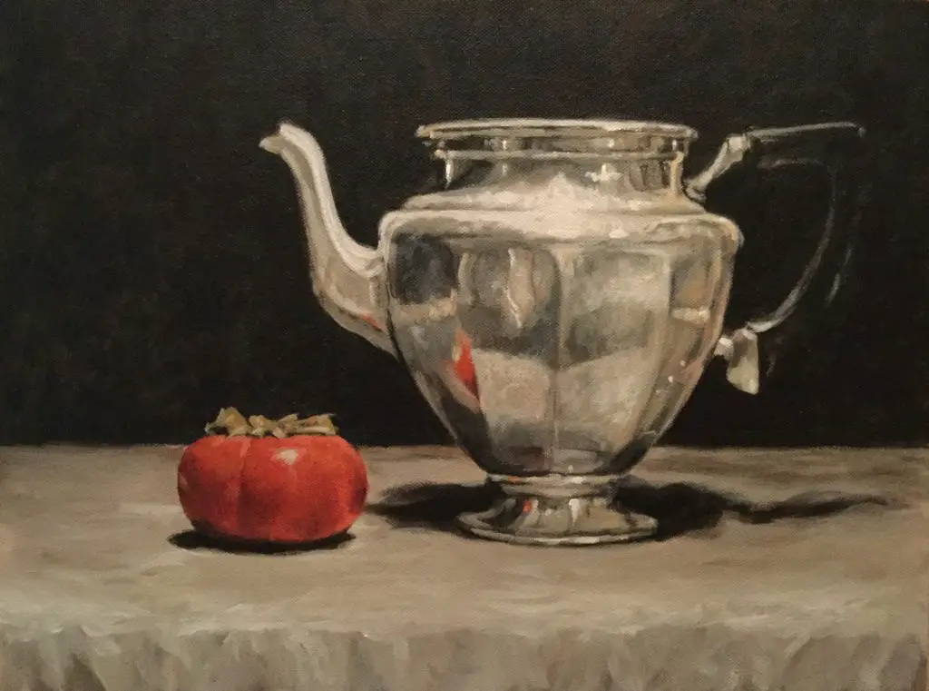 What is the purpose of painting a still life - Teapot with Persimmon painting