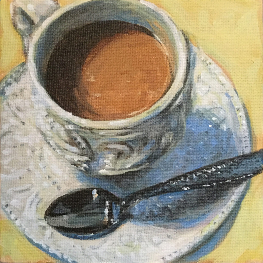 Morning Chai still life painting silver objects step-by-step