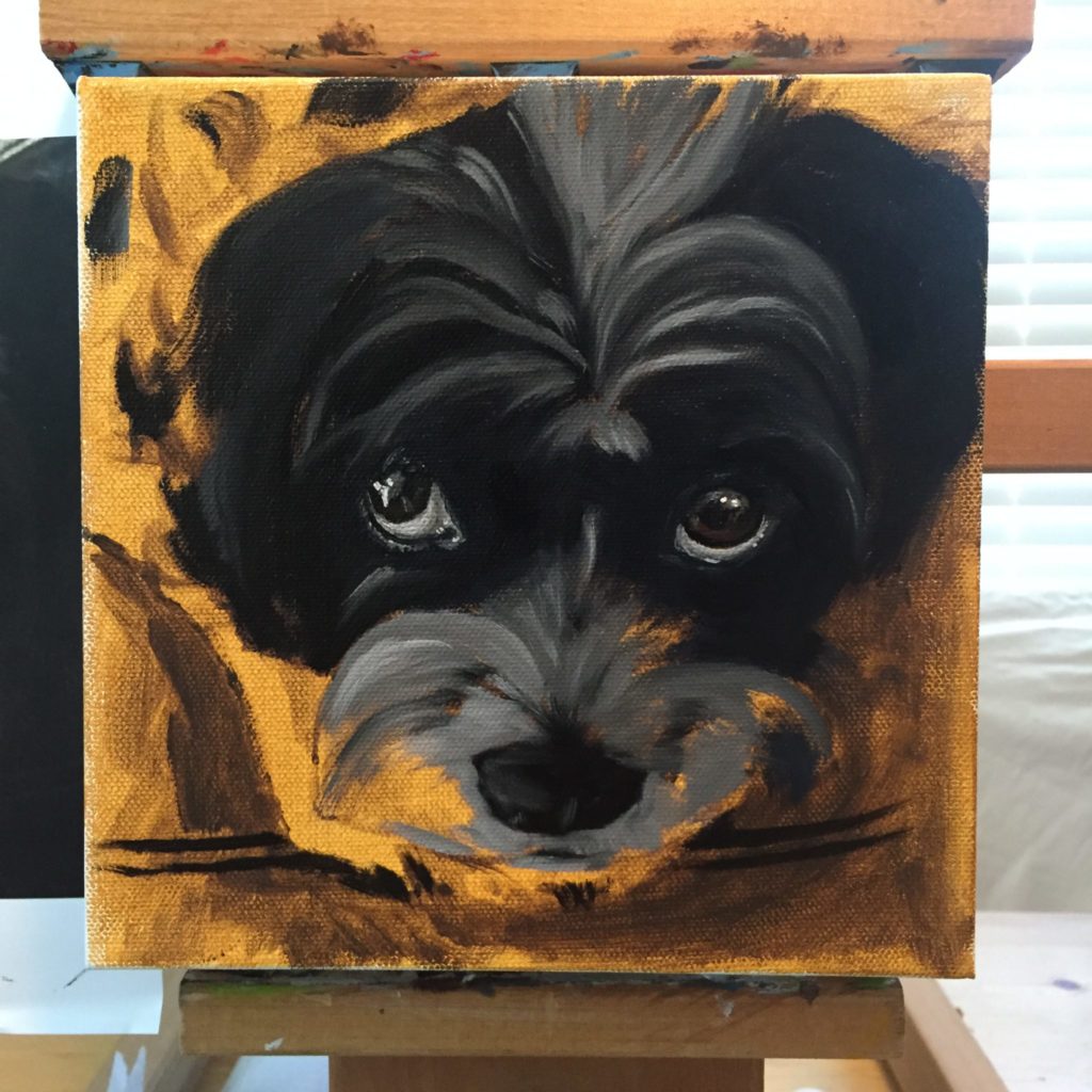 Paint a dog portrait step-by-step, step 5